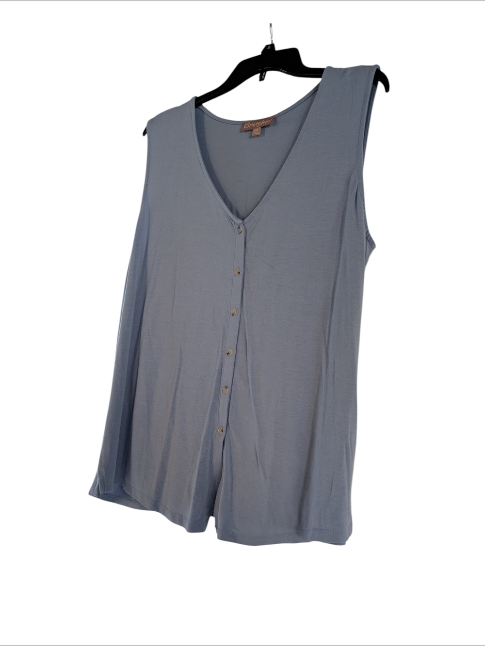 NWOT Brushed Sleeveless V-Neck Button-Front Tank in Dusty Blue Size XXL